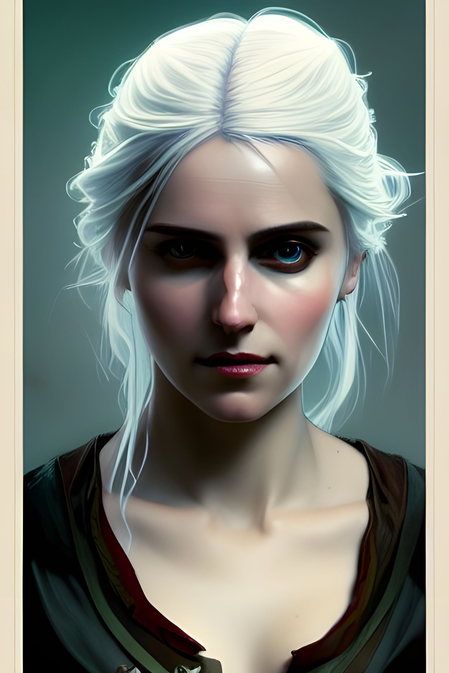 Ciri Witcher Portrait in Digital Watercolor Style