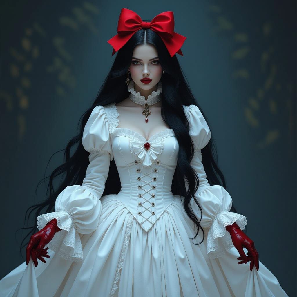 Eerie Gothic Lady with Bloodstained Hands