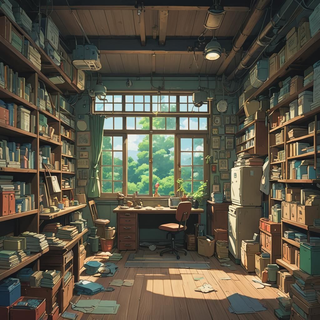 Eerie Backrooms in Anime Key Visual Style