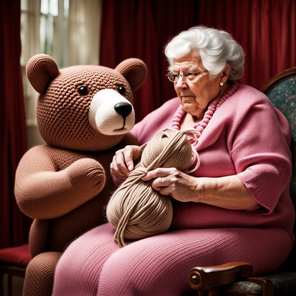 Knitting Grandma's Giant Bear: Micromagic Photography