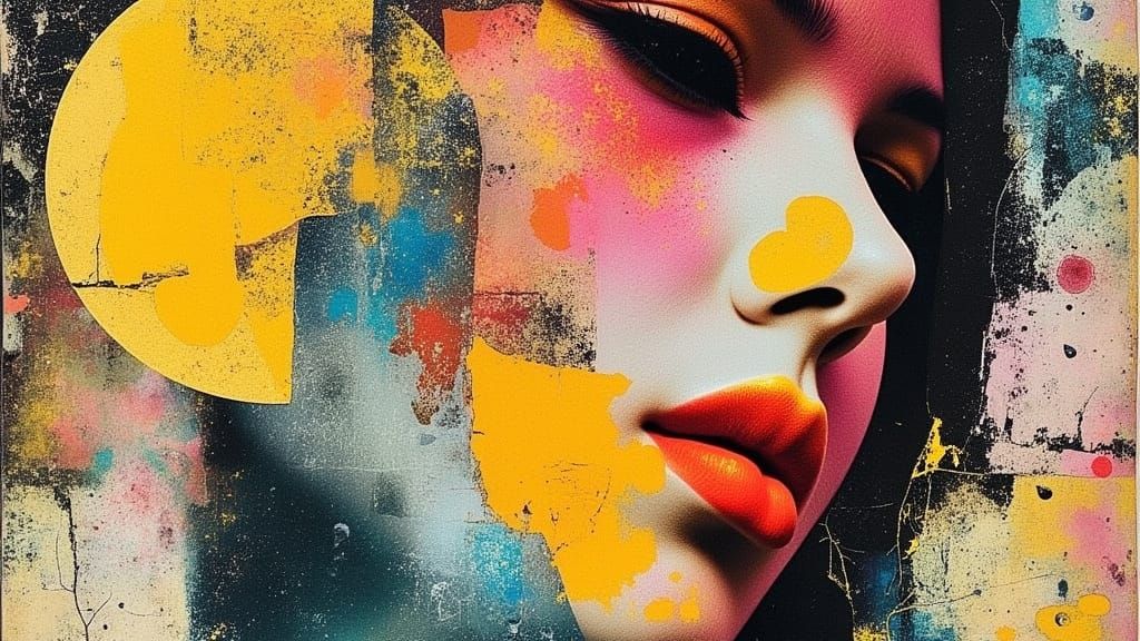 Nostalgic Romance Collage in 1982 Modern English Art Style