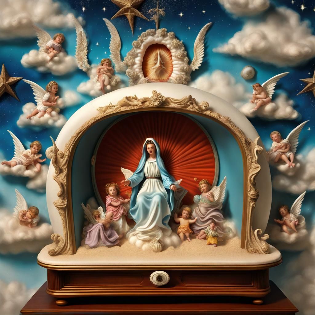 Catholic Diorama: Angels, Devils, and Mother Mary
