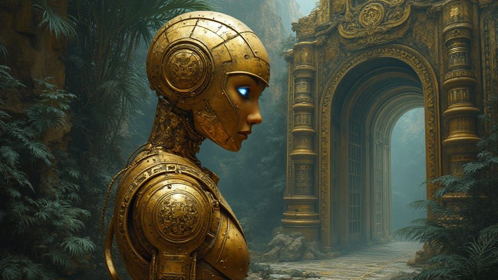 Automaton Guarding Art Deco Gateway to Hidden City