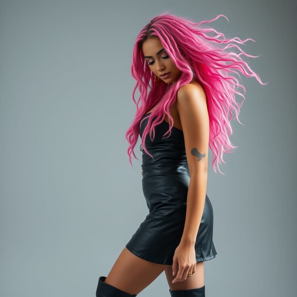 Woman with Intricate Pink Hair