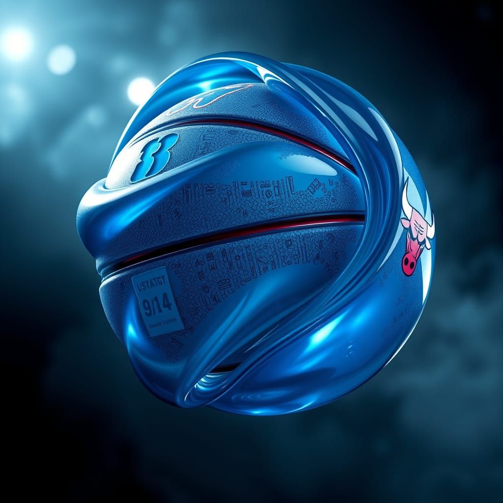 Abstract Transparent Basketball with Chicago Bulls Details