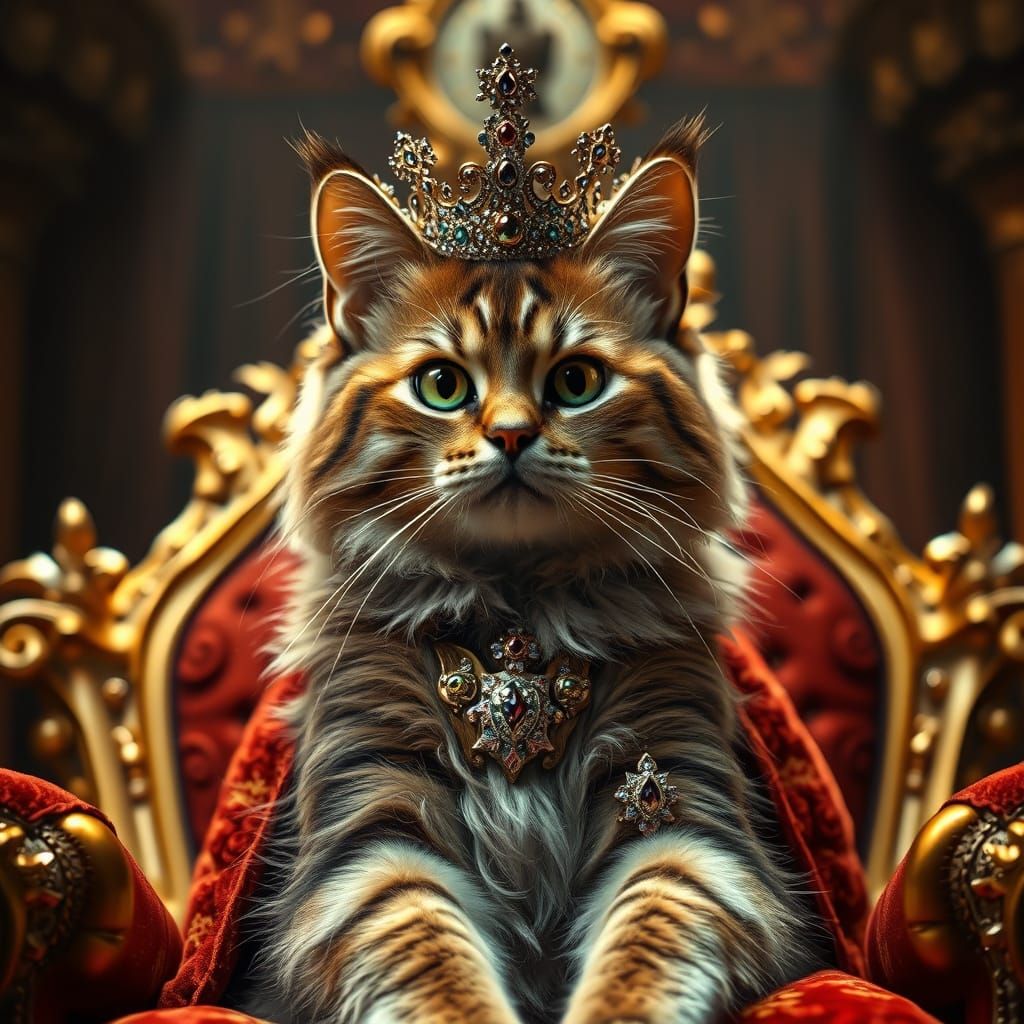 Regal Feline Monarch in Opulent Splendor