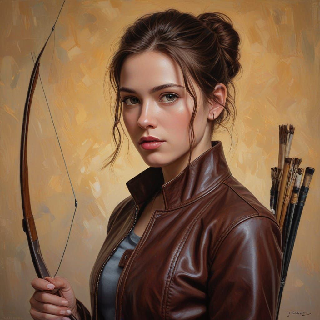 Elegant Archer in Warm Impressionistic Oil Painting