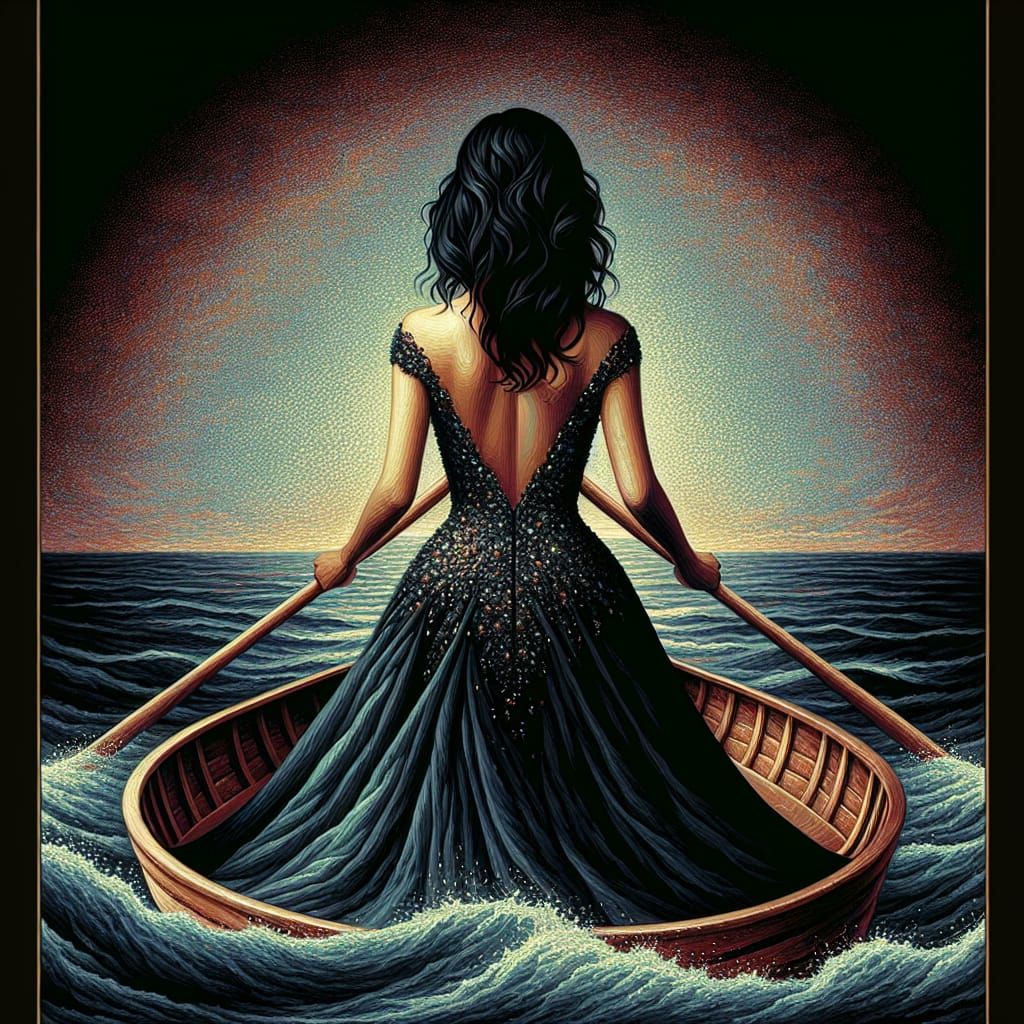 Woman in Evening Dress on a Boat