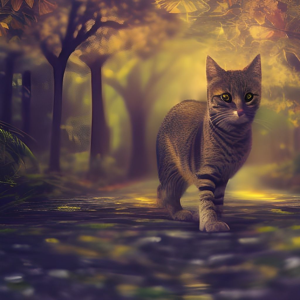 Kitten's Outdoor Adventure: Cinematic Digital Painting