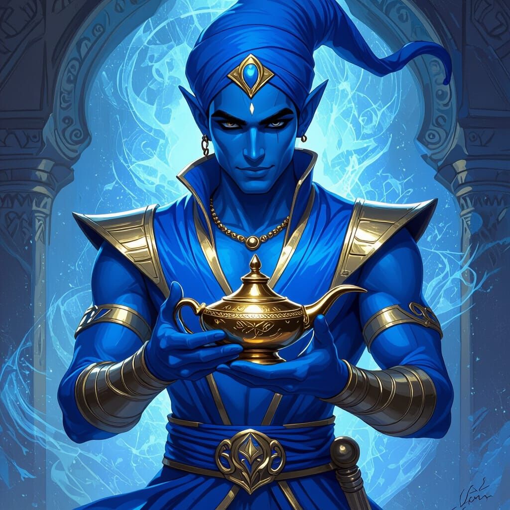 Blue Genie Ranger with Aladdin's Lamp