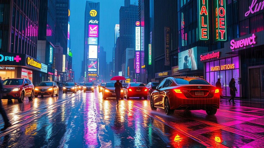 Neon Metropolis Rainstorm in Cyberpunk Style