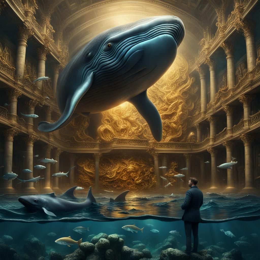 Whale Submarine Fusion in Detailed Digital Painting