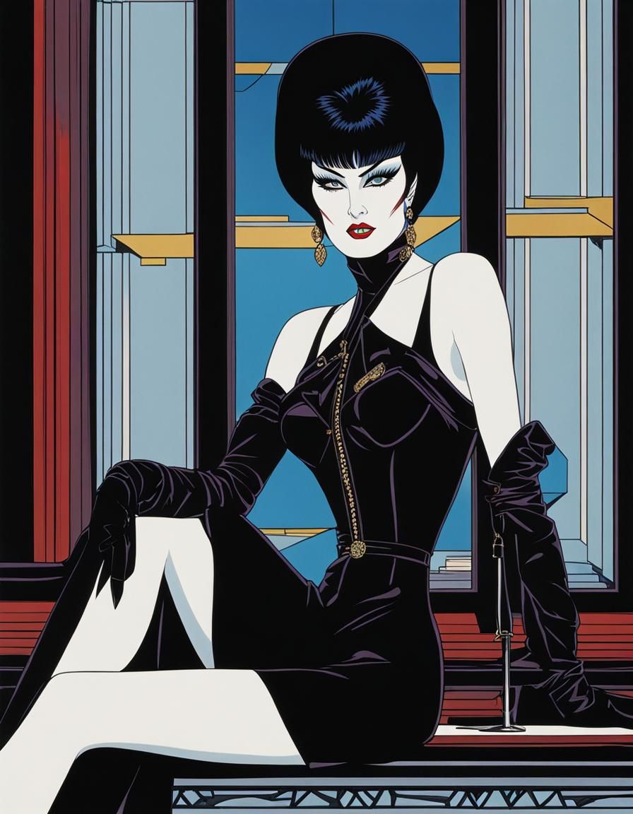 Elvira Mistress of the Dark, Nagel-style Illustration