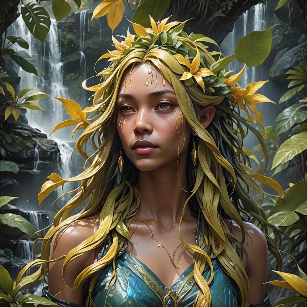 Jungle Nymph Portrait in Hyperdetailed Digital Art