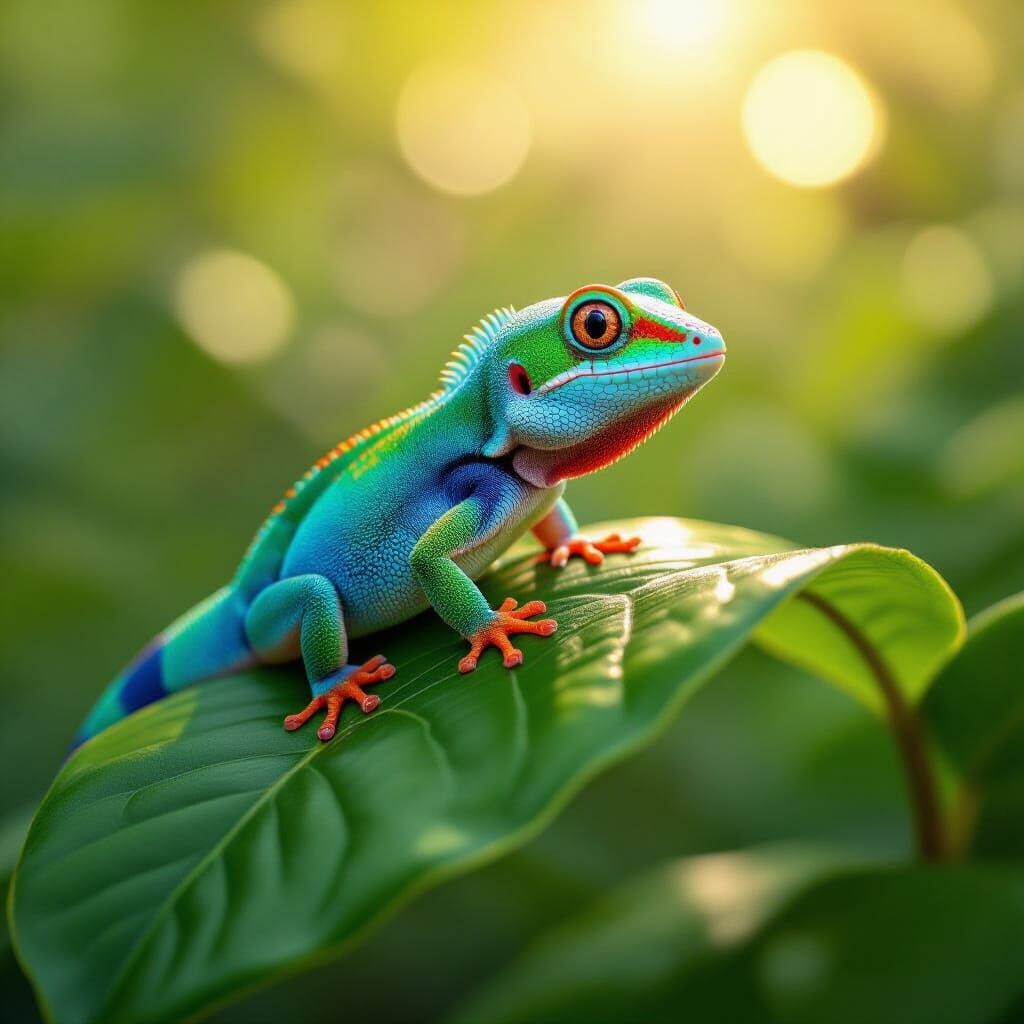 Madagascar Day Gecko in Colorful Realism