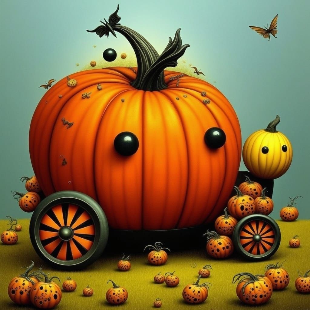 Enchanting Pumpkin Carriage in Whimsical Style