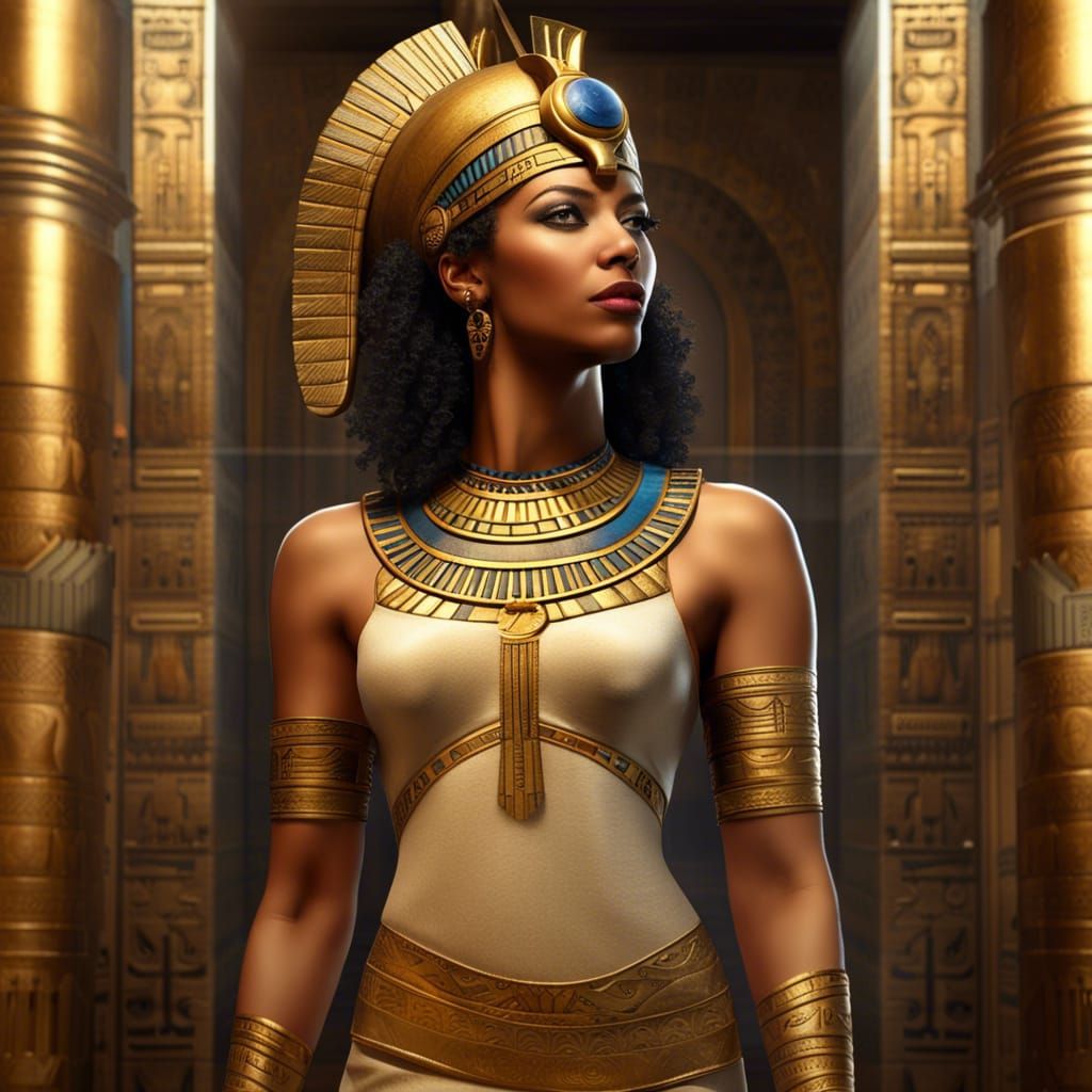 Goddess Isis in Egyptian Temple, Hyperrealistic