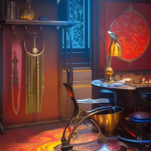 Psychedelic Botanical Art with Metallic Accents