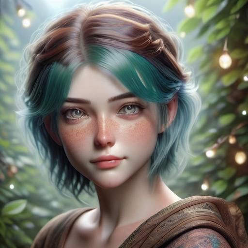 Boy with Green Hair, Girl with Blue Hair