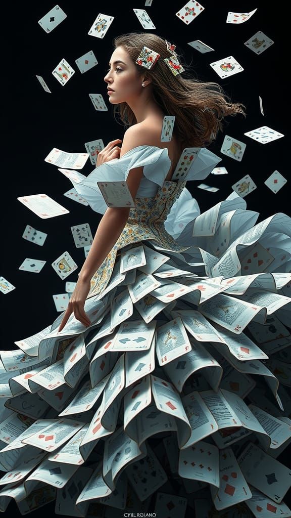 Woman in Playing Card Dress: Fantasy Art