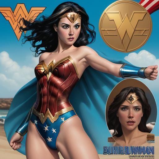 Wonder Woman in Blue Bikini, Comic Book Art