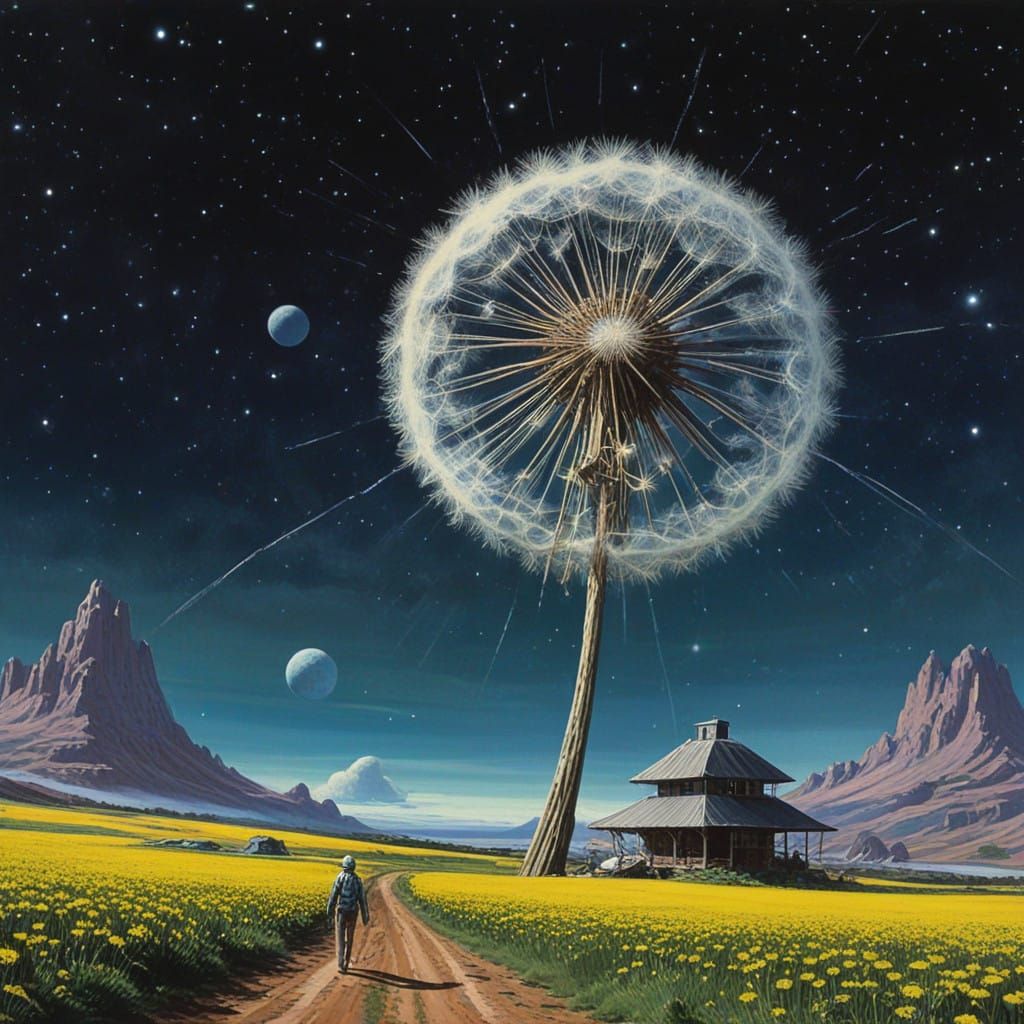 Cosmic Dandelion Oasis in a Moebius-Inspired Galaxy