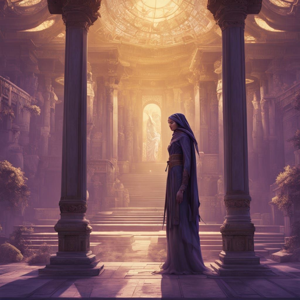 Egyptian Priestess in Art Nouveau Temple