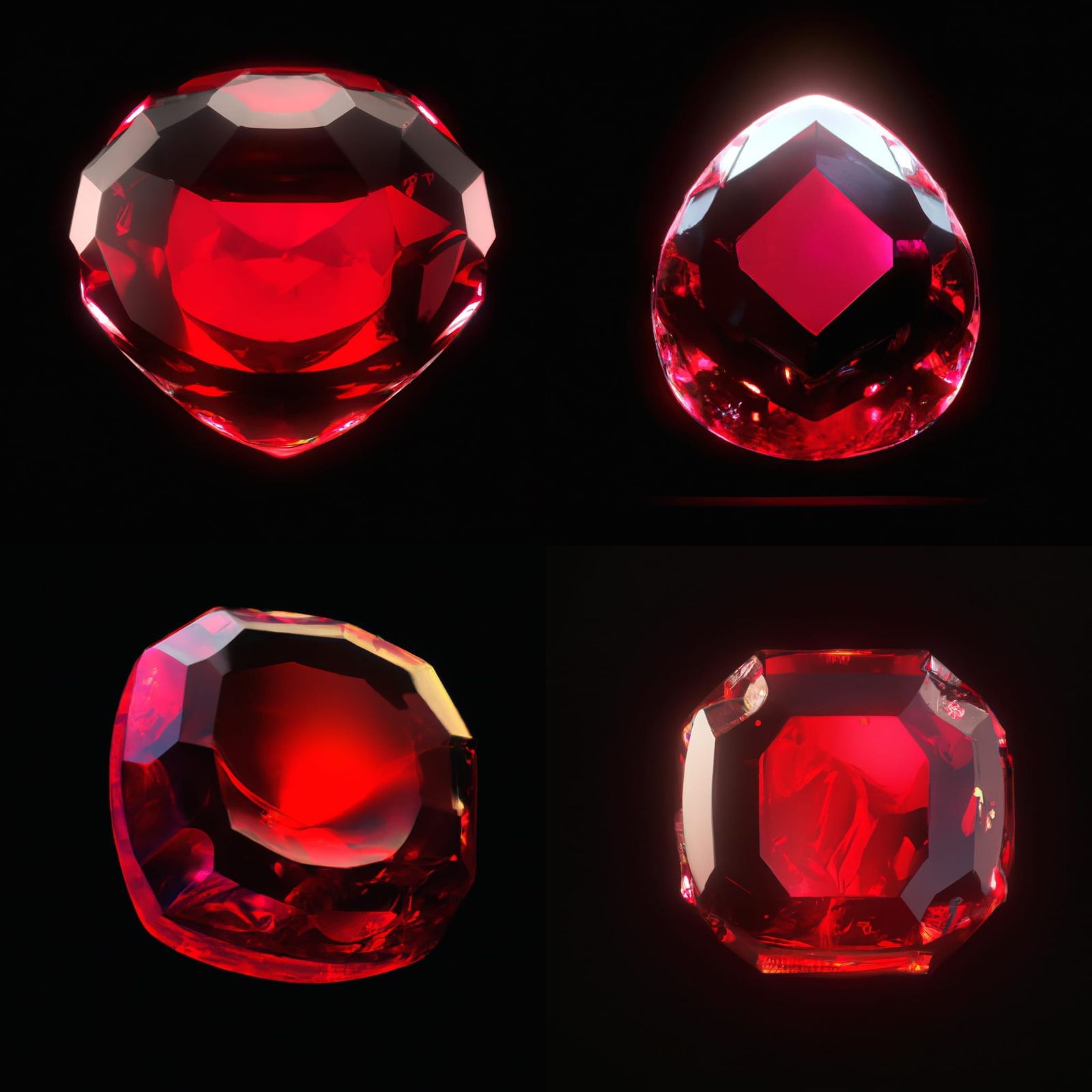 Luminous Red Ruby Gemstone on Black Background