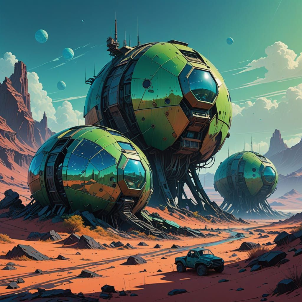 Rusty Martian Oasis Eroded by Time and Alien Vines