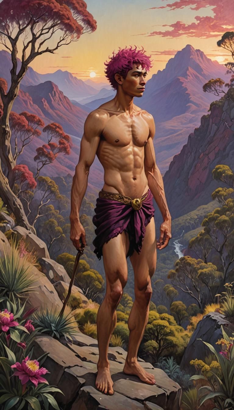 Surreal Alien Landscape in Pre-Raphaelite Style