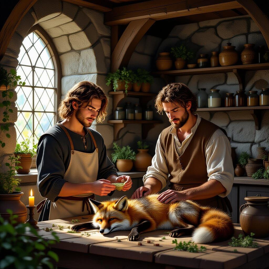 Medieval Healer's Room with Fox Still Life