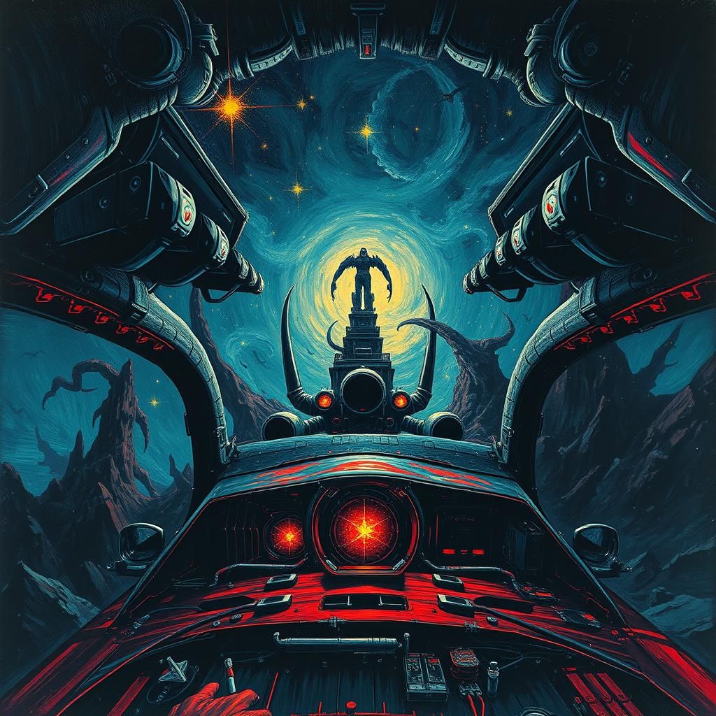 Surreal Sci-Fi Movie Poster in Van Gogh Style