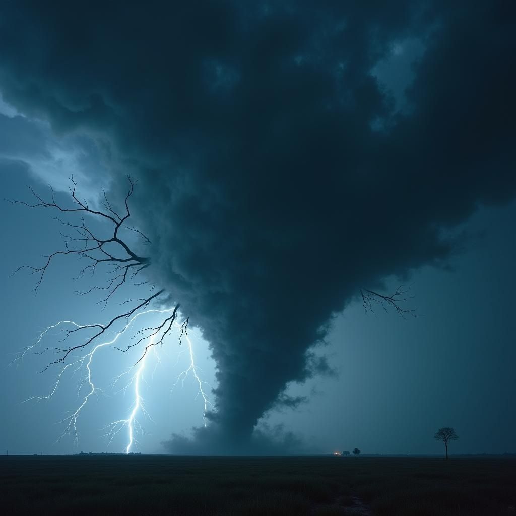 Oklahoma Tornado in Dark Surreal Style