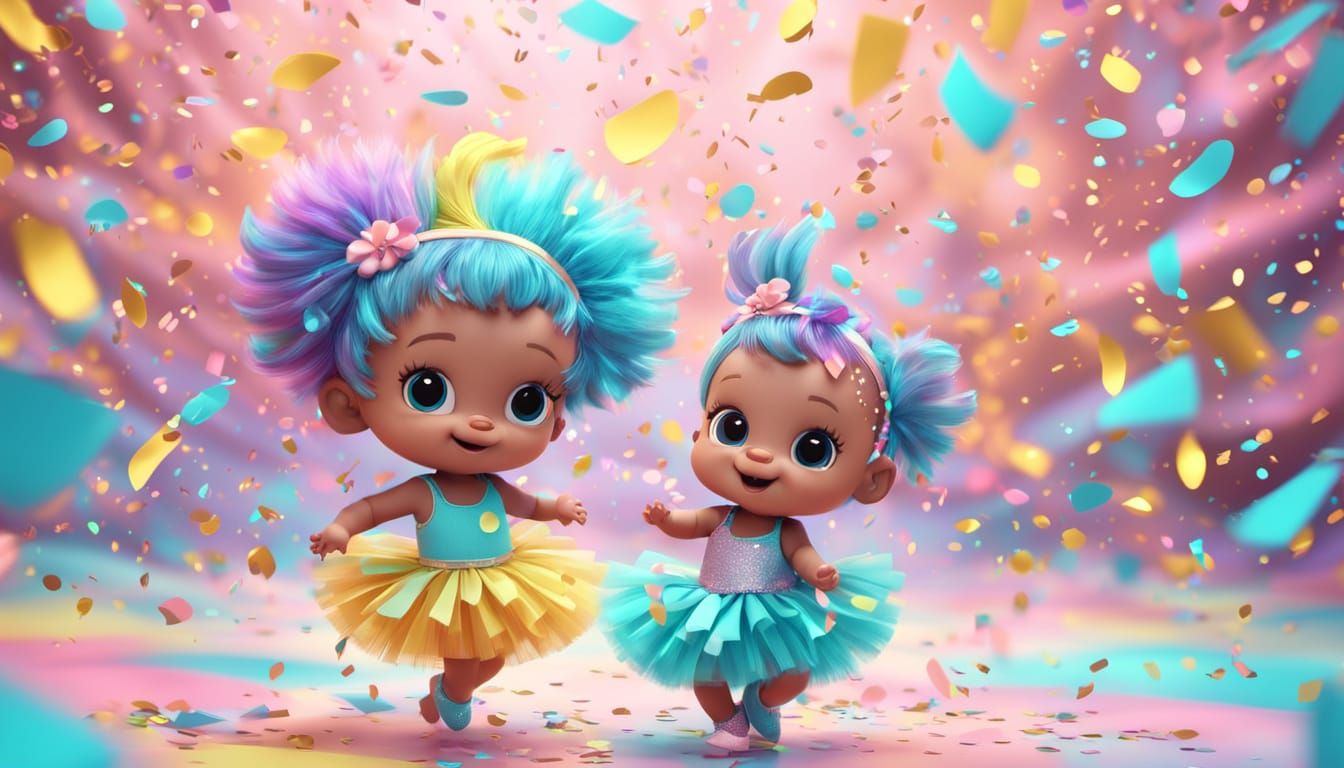 Joyful Baby Dancing in Cartoon Style