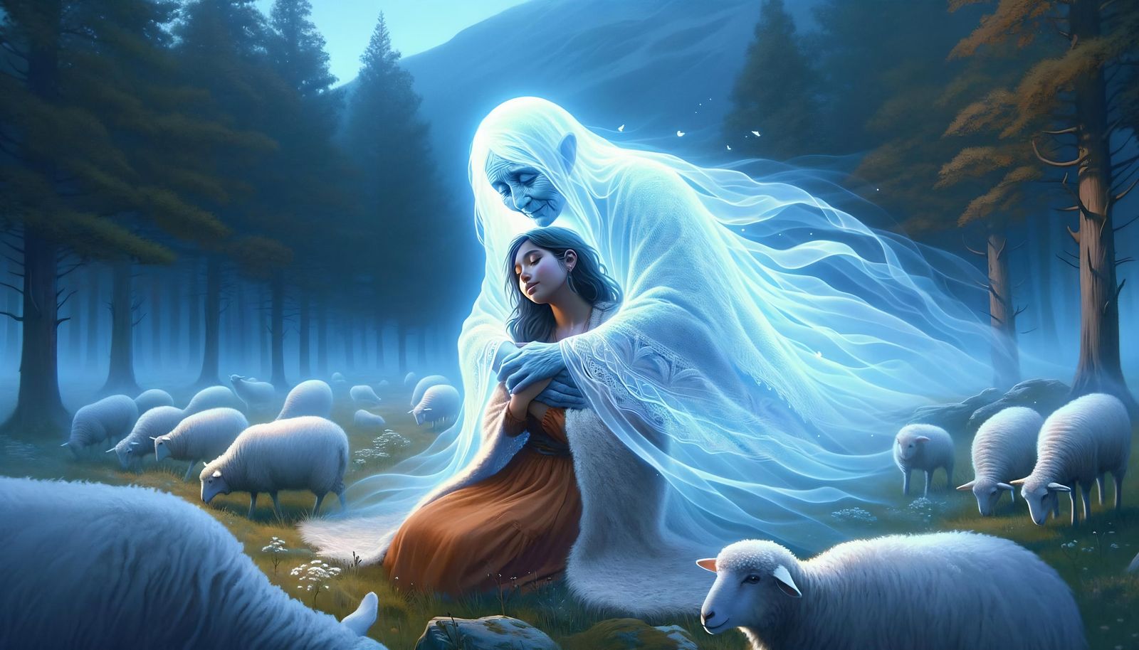 Ethereal Embrace: Ancestral Protection in Fantasy Illustrati...