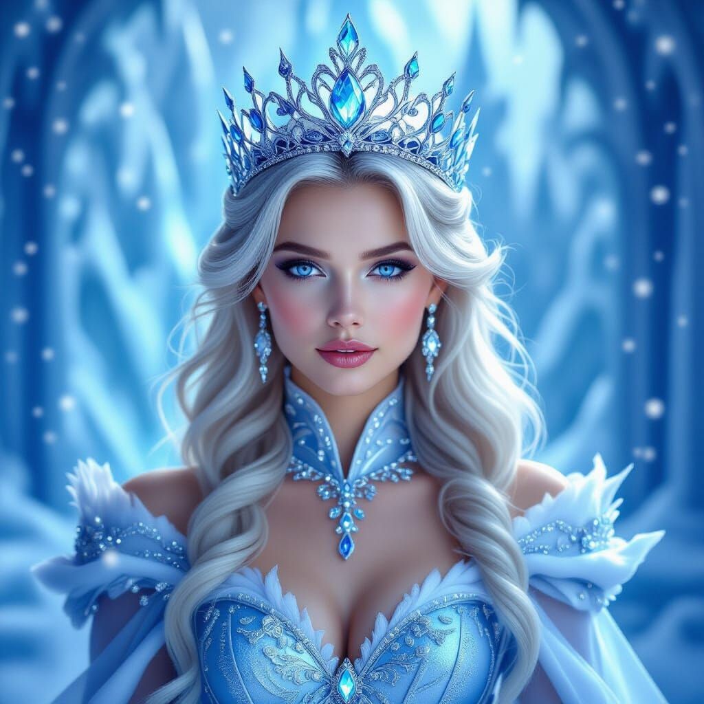 Regal Snow Queen in Majestic Ice Castle