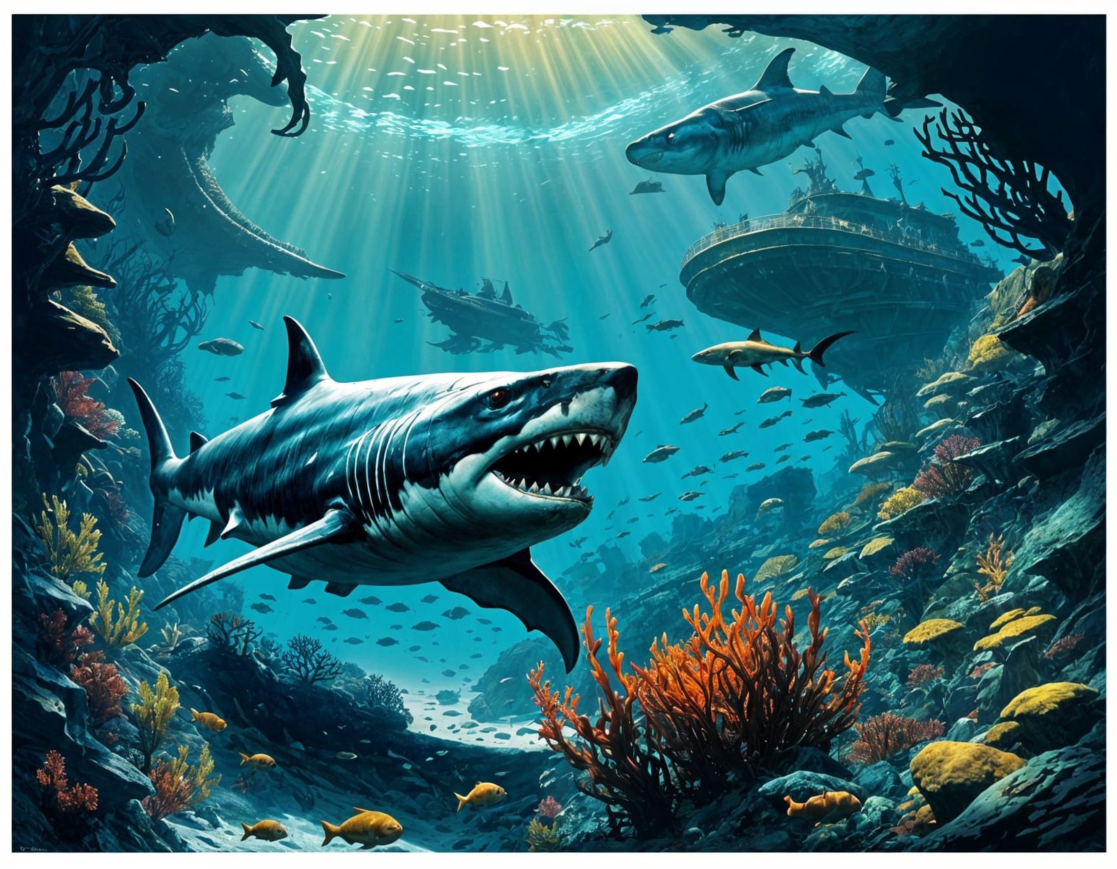 Megalodon in Kelp Forest: Concept Art
