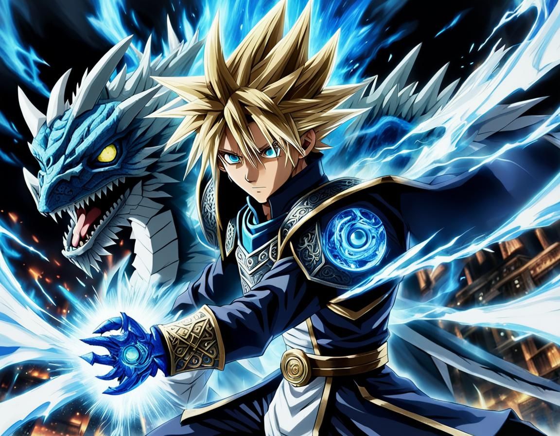 Cloud Strife Summons Blue-Eyes White Dragon: Anime Battle