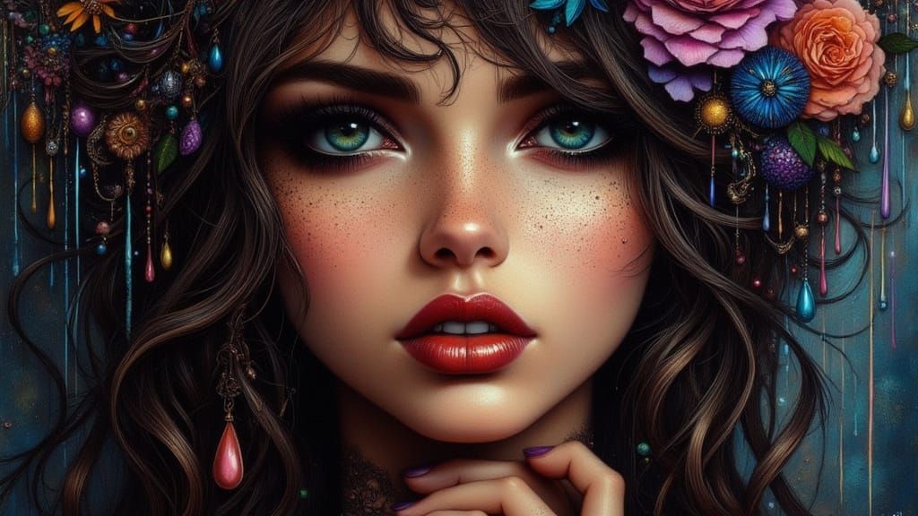 <lora:Romantic Goth:1.0> <lora:Hand Drawn Bohemian:1.0> <lor...