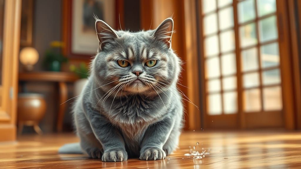 Disgruntled Feline in Elegant Home