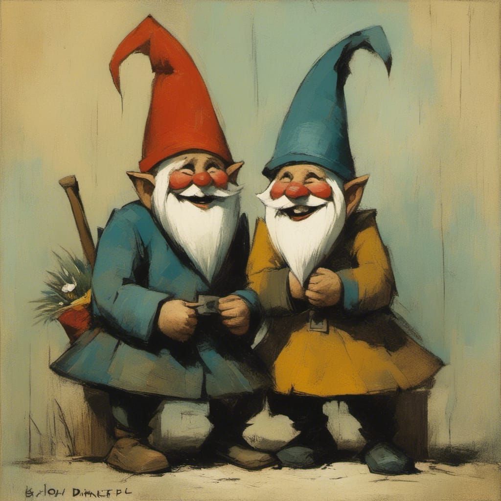 Laughing Gnome Portrait in Cheerful Colors