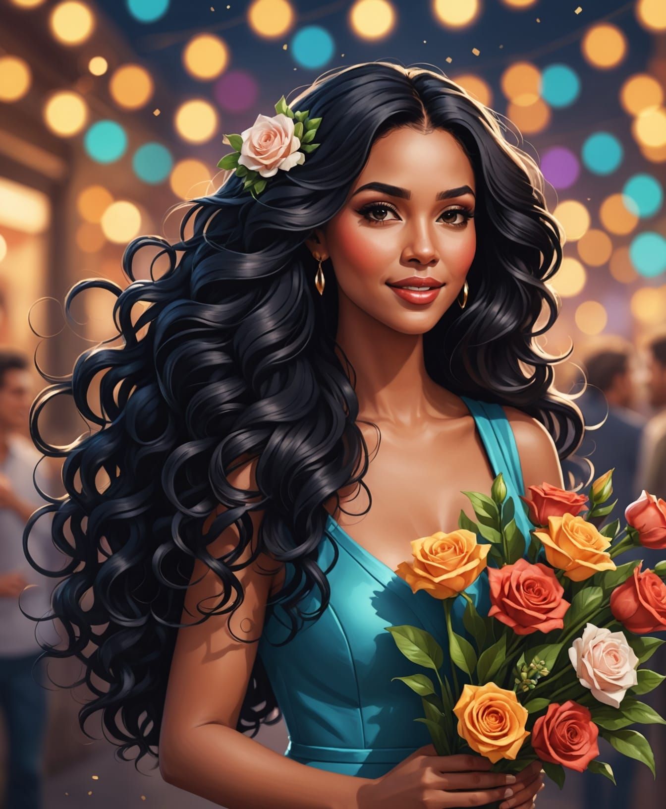 Singer Receives Flowers Photo Realistic