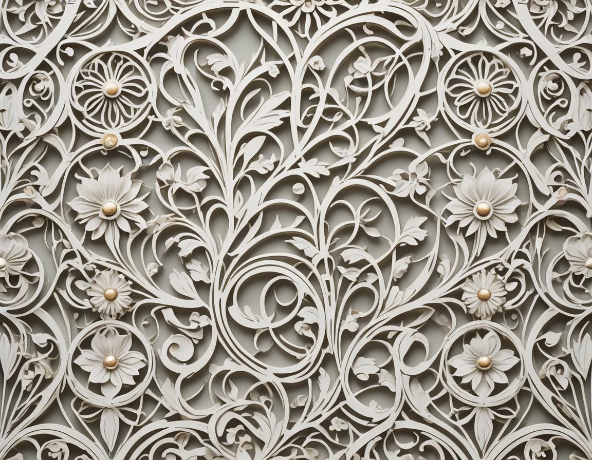 Elegant Art Nouveau Floral Stencil Design