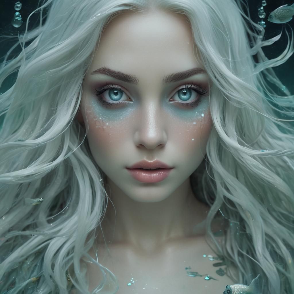 Sensual Mermaid Illustration with Bioluminescent Scales