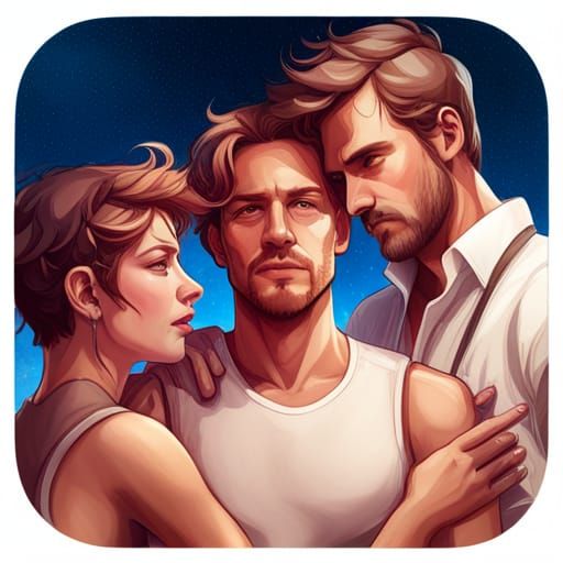 Polyamorous Triad Portrait in Art Nouveau Style