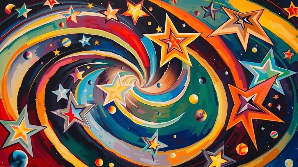 Surreal Cosmic Vortex Portraits in Vibrant Iridescent Painti...