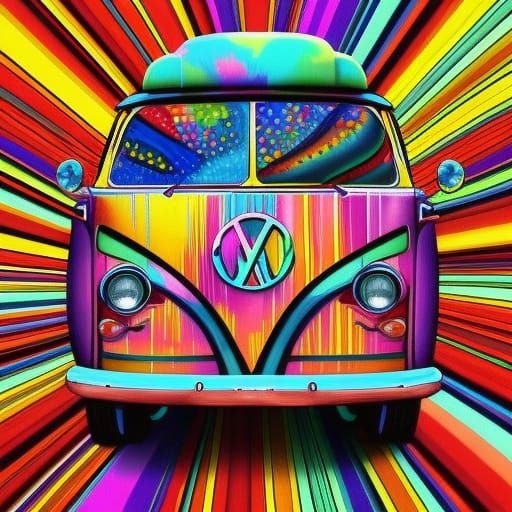 1960s vw psychedelic hippie van #3