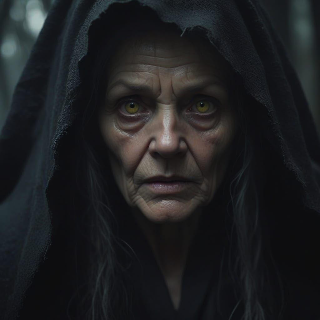 Elderly Witch in Cinematic Style