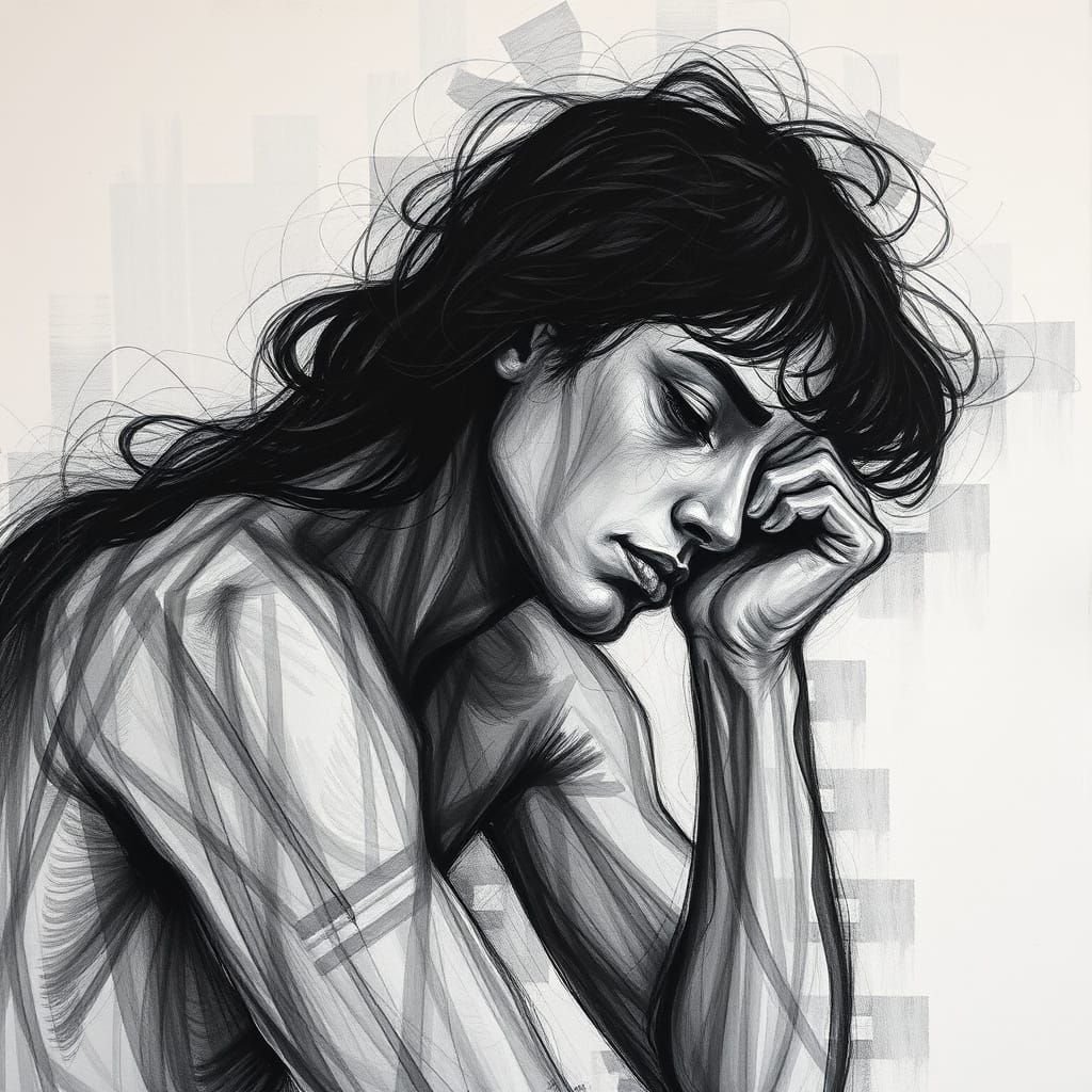 Mysterious Figure Lost in Spiraling Shadows