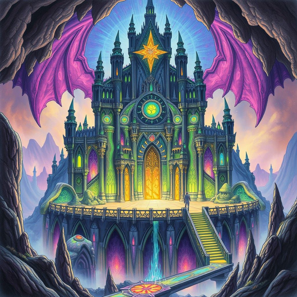 Surreal Eldrazi Temple in Pentachromatic Multicoloured Penci...